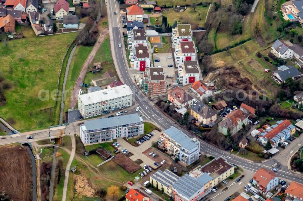 Aerial photograph Ettenheim - Residential area of the multi-family house settlement on Otto-Stoelcker-Strasse in Ettenheim in the state Baden-Wurttemberg, Germany