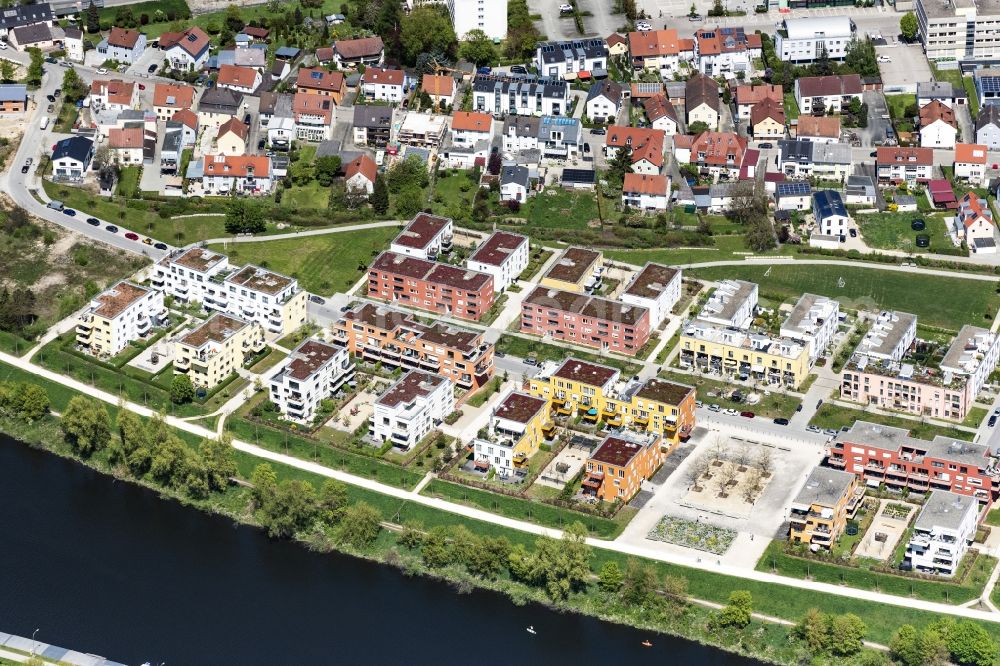 Aerial photograph Regensburg - Residential area of the multi-family house settlement in the Paarstrasse in Regensburg in the state Bavaria, Germany