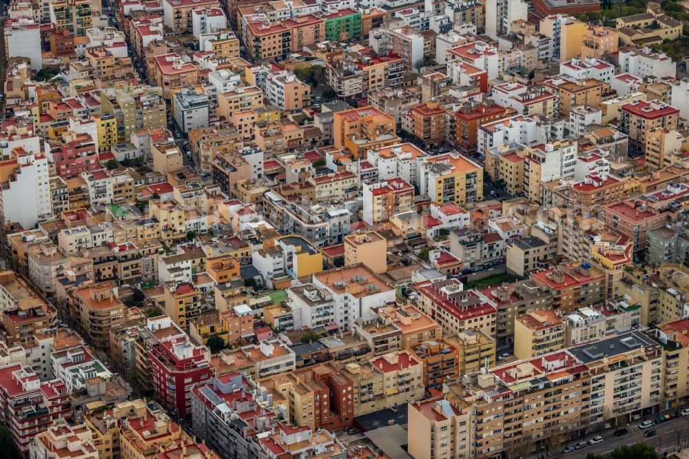 Aerial image Palma - Residential area of the multi-family house settlement in Palma in Balearische Insel Mallorca, Spain