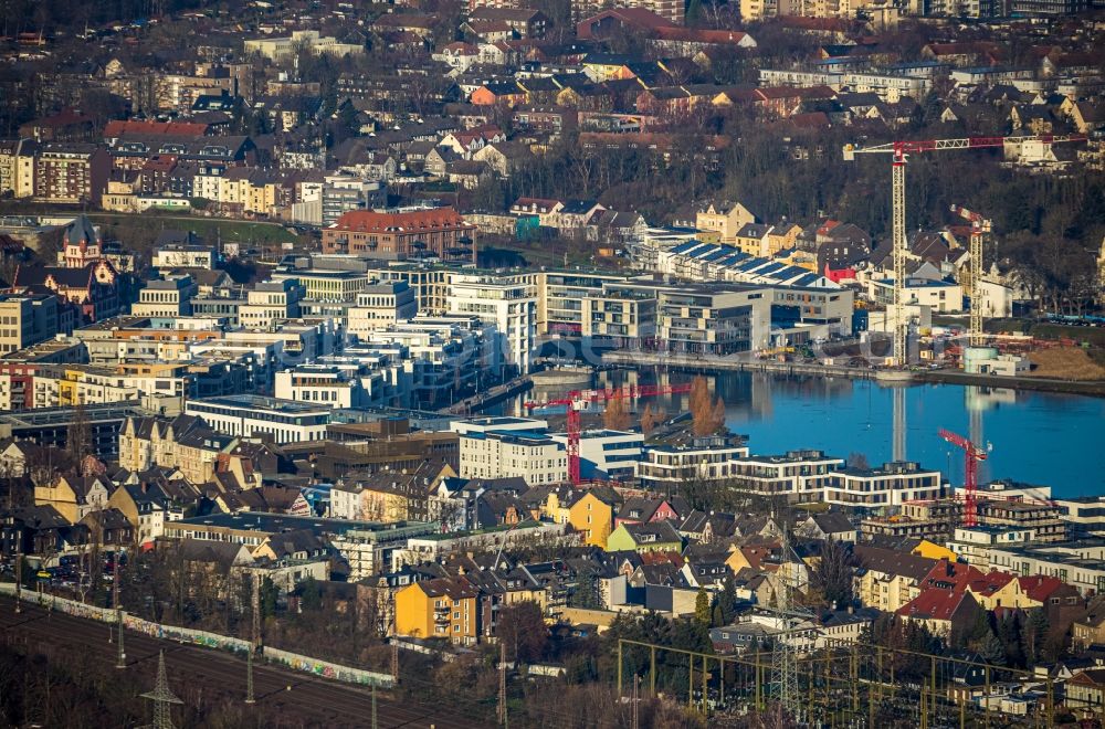 Aerial image Dortmund - Residential area of the multi-family house Settlement at shore Areas of lake Phoenixsee in Dortmund in the state North Rhine-Westphalia, Germany