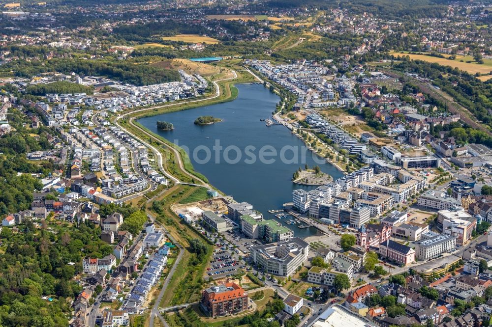 Aerial image Dortmund - Residential area of the multi-family house Settlement at shore Areas of lake Phoenix See in the district Hoerde in Dortmund in the state North Rhine-Westphalia, Germany