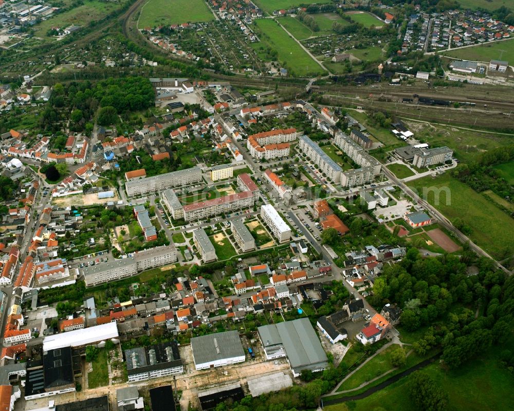 Aerial image Rosslau Elbe - Residential area of the multi-family house settlement on Prof.-Richard-Paulick-Ring in Rosslau Elbe in the state Saxony-Anhalt, Germany