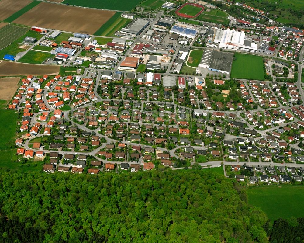 Reichenbach from above - Residential area of the multi-family house settlement in Reichenbach in the state Baden-Wuerttemberg, Germany