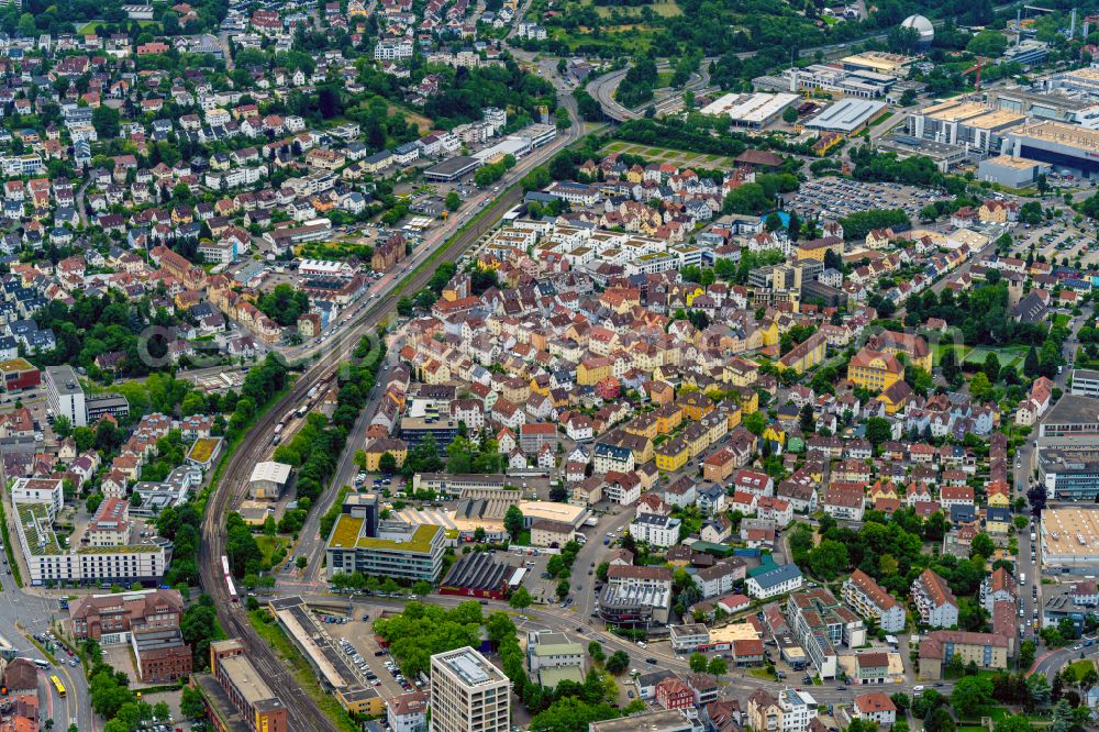 Aerial photograph Reutlingen - Residential area of the multi-family house settlement on street Gminderstrasse in Reutlingen in the state Baden-Wuerttemberg, Germany