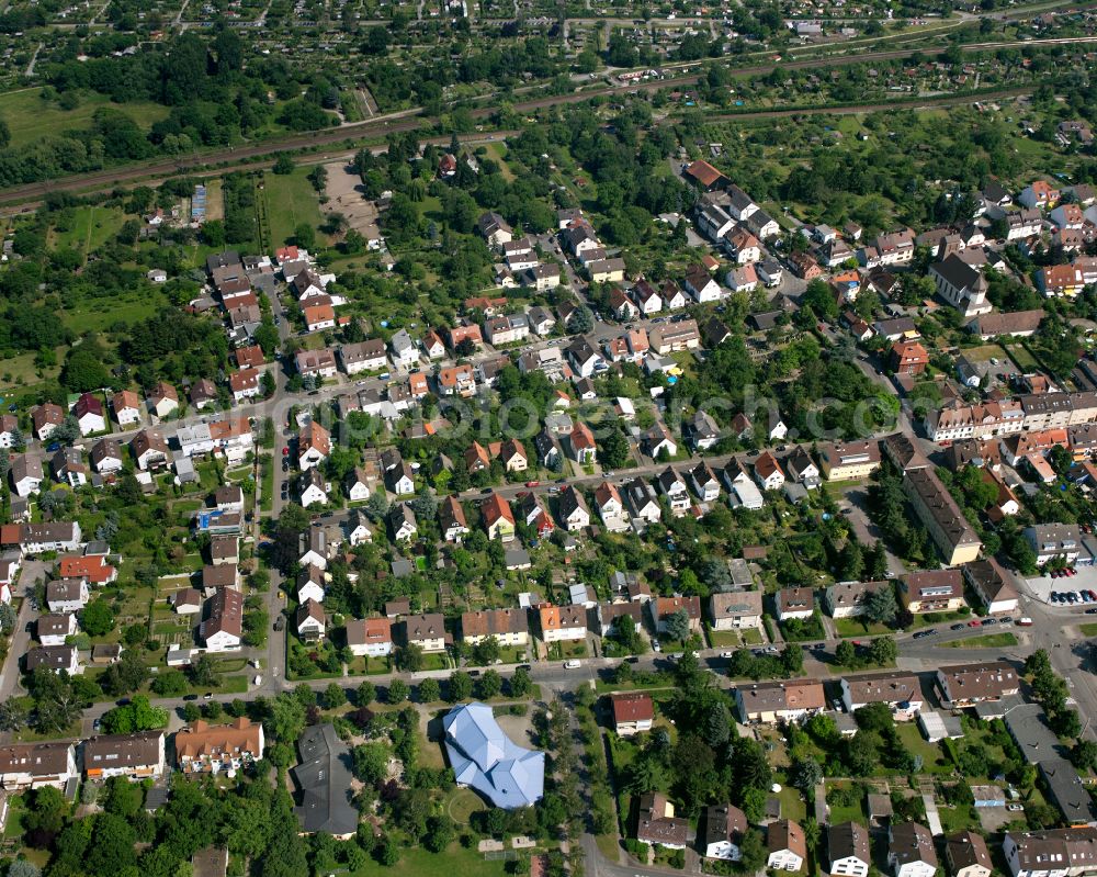 Rintheim from the bird's eye view: Residential area of the multi-family house settlement in Rintheim in the state Baden-Wuerttemberg, Germany