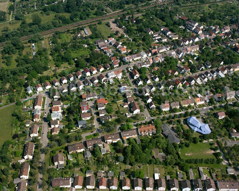 Aerial image Rintheim - Residential area of the multi-family house settlement in Rintheim in the state Baden-Wuerttemberg, Germany