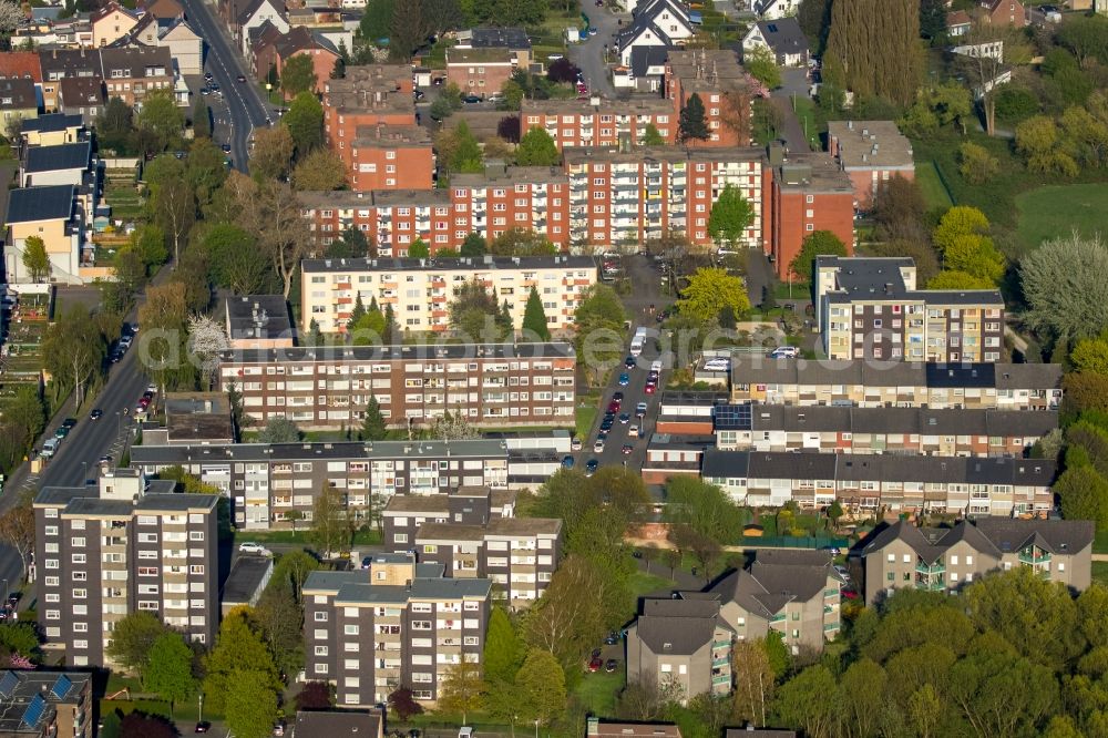 Aerial photograph Hamm - Residential area of residential estates and highrises on Ruppiner Strasse in the district of Bockum-Hoevel in Hamm in the state of North Rhine-Westphalia