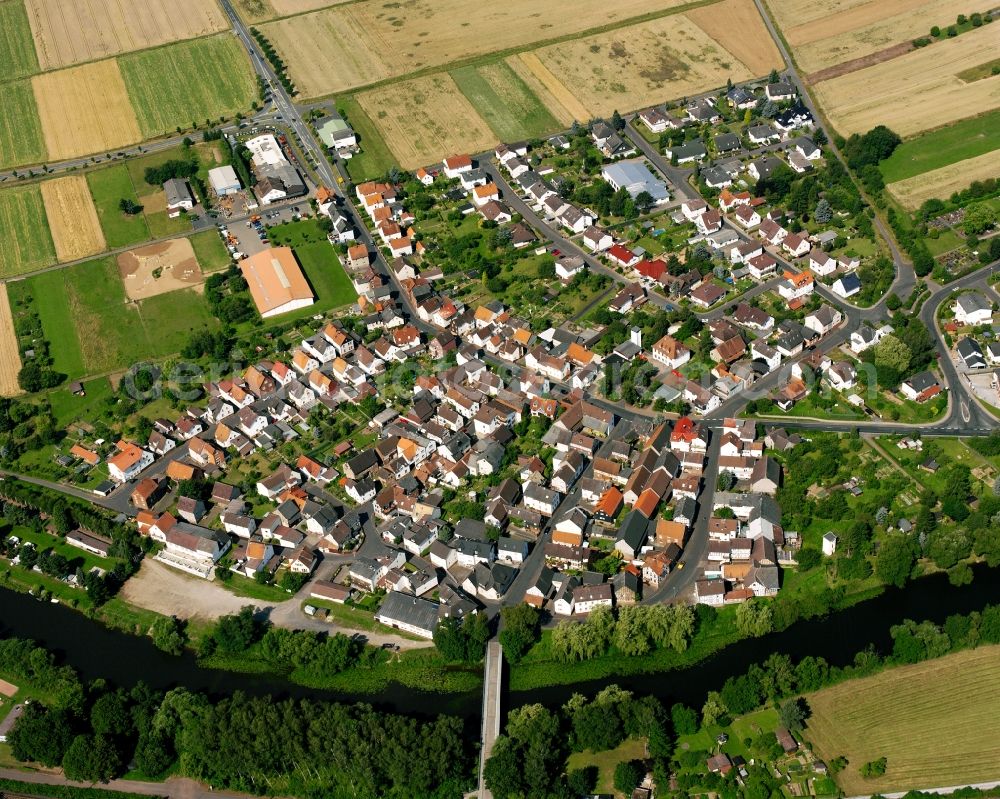 Ruttershausen from above - Residential area of the multi-family house settlement in Ruttershausen in the state Hesse, Germany