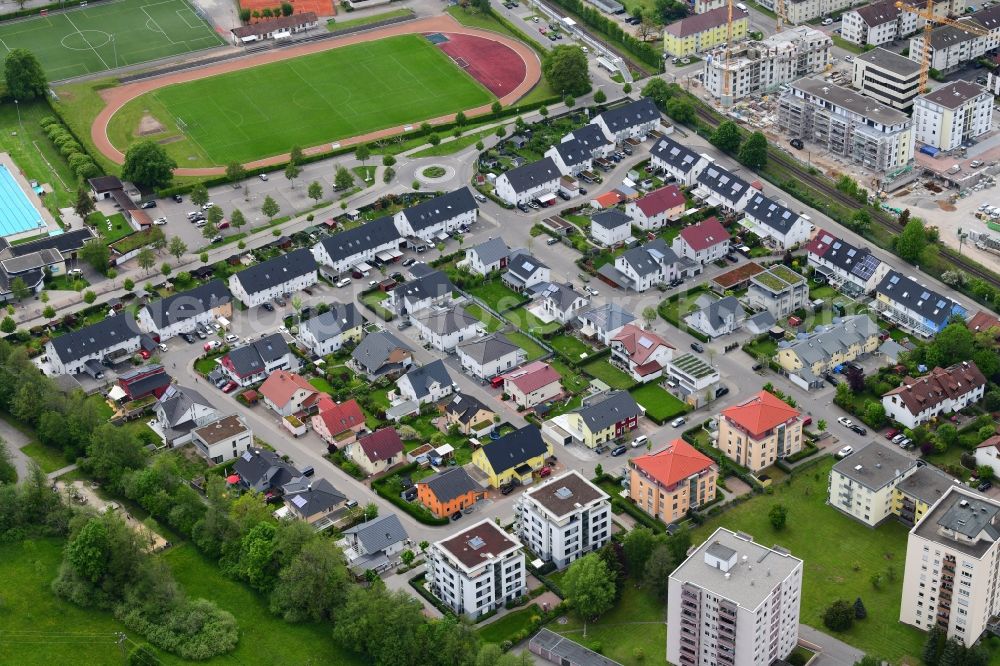 Aerial photograph Schopfheim - Residential area of the multi-family house settlement Schlagetermatt in Schopfheim in the state Baden-Wurttemberg, Germany