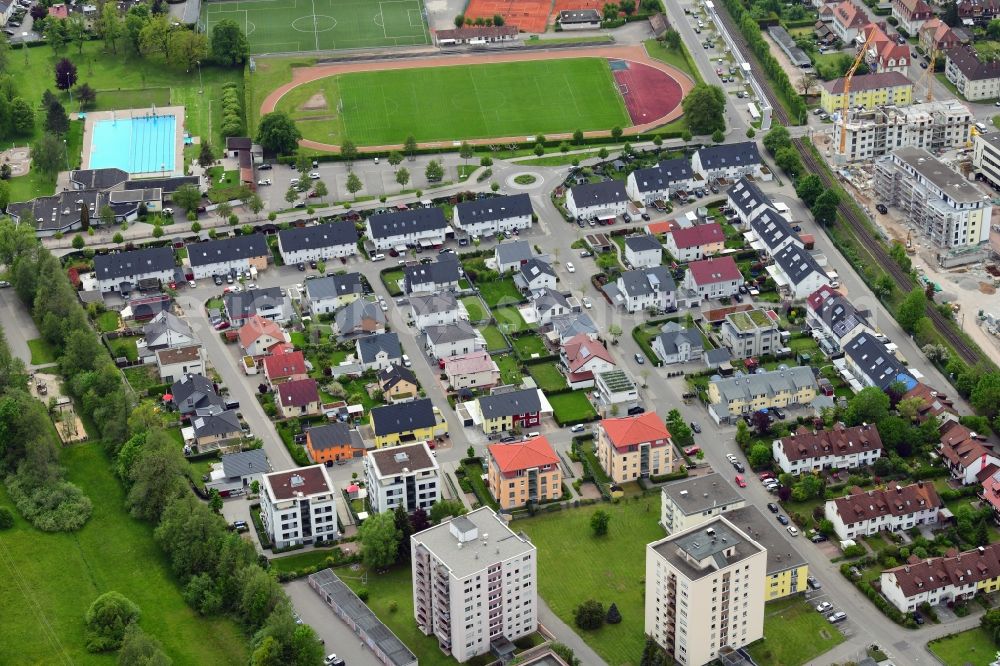 Schopfheim from above - Residential area of the multi-family house settlement Schlagetermatt in Schopfheim in the state Baden-Wurttemberg, Germany