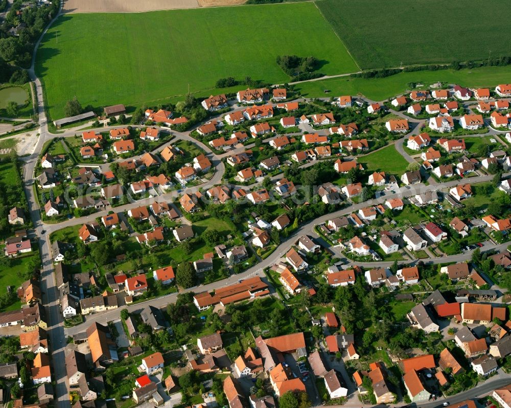 Aerial image Schnelldorf - Residential area of the multi-family house settlement in Schnelldorf in the state Bavaria, Germany