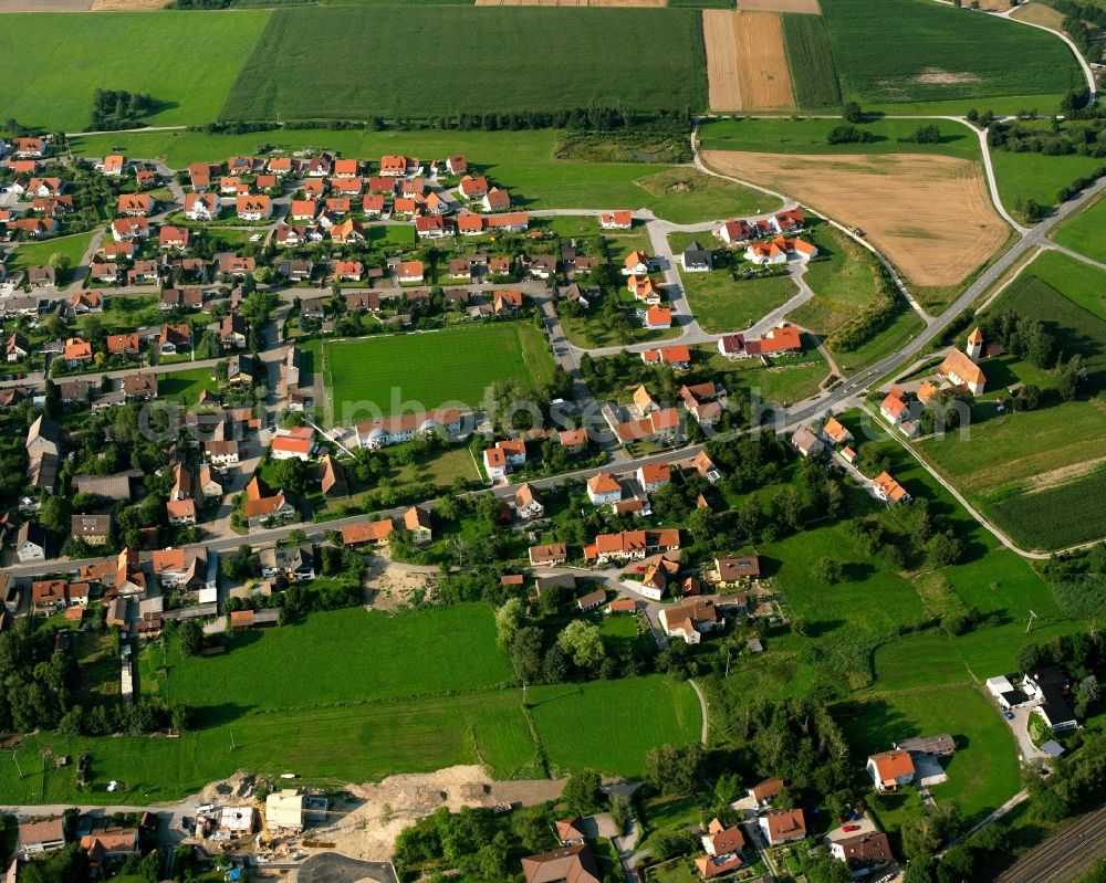 Aerial photograph Schnelldorf - Residential area of the multi-family house settlement in Schnelldorf in the state Bavaria, Germany