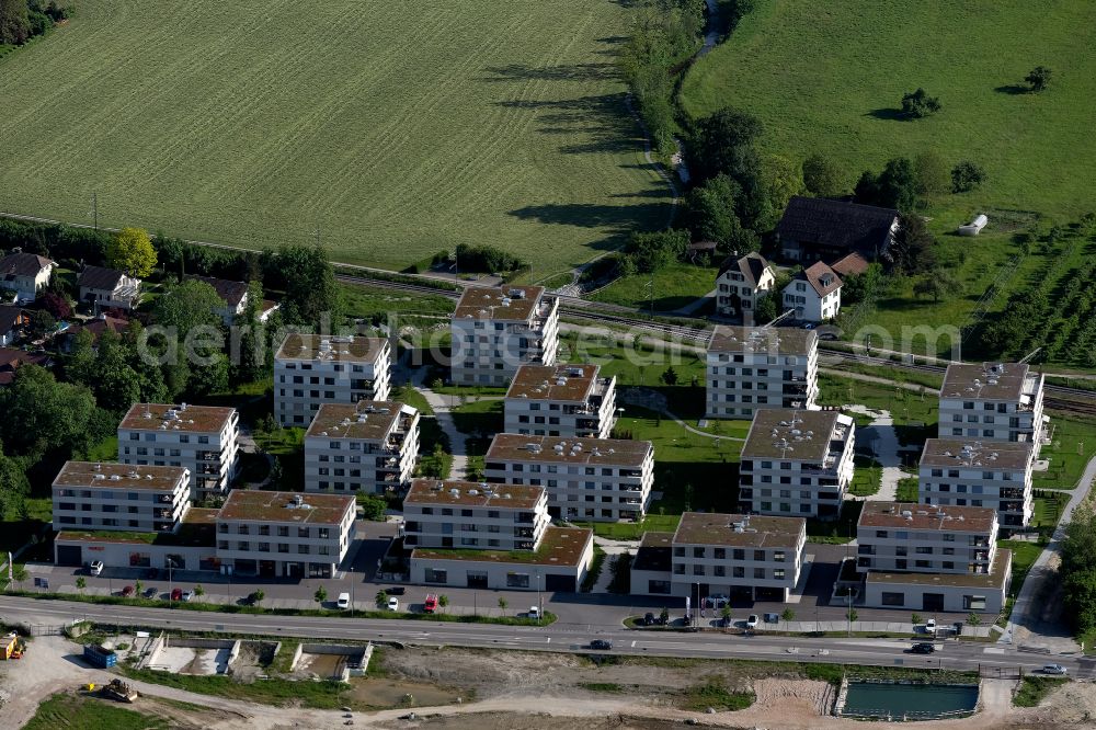 Horn from the bird's eye view: Residential area of the multi-family house settlement on Seestrasse in Horn in the canton Thurgau, Switzerland