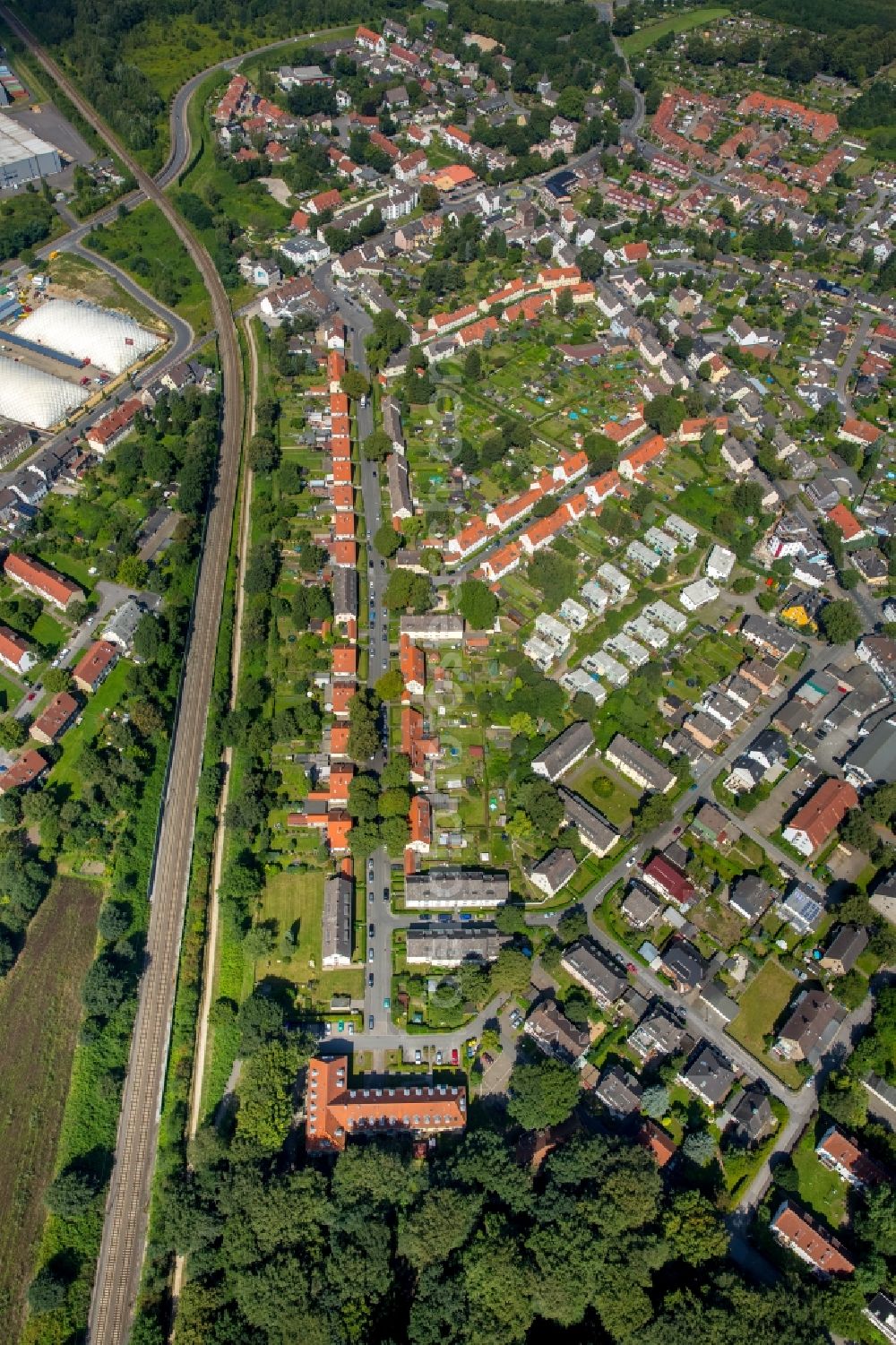 Aerial photograph Eving - Residential area of a multi-family house settlement Siedlung Fuerst Hardenberg in Eving in the state North Rhine-Westphalia