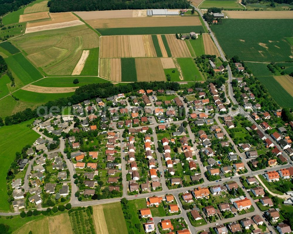 Sparwiesen from above - Residential area of the multi-family house settlement in Sparwiesen in the state Baden-Wuerttemberg, Germany