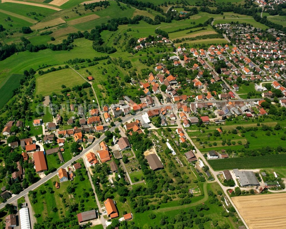 Aerial image Sparwiesen - Residential area of the multi-family house settlement in Sparwiesen in the state Baden-Wuerttemberg, Germany