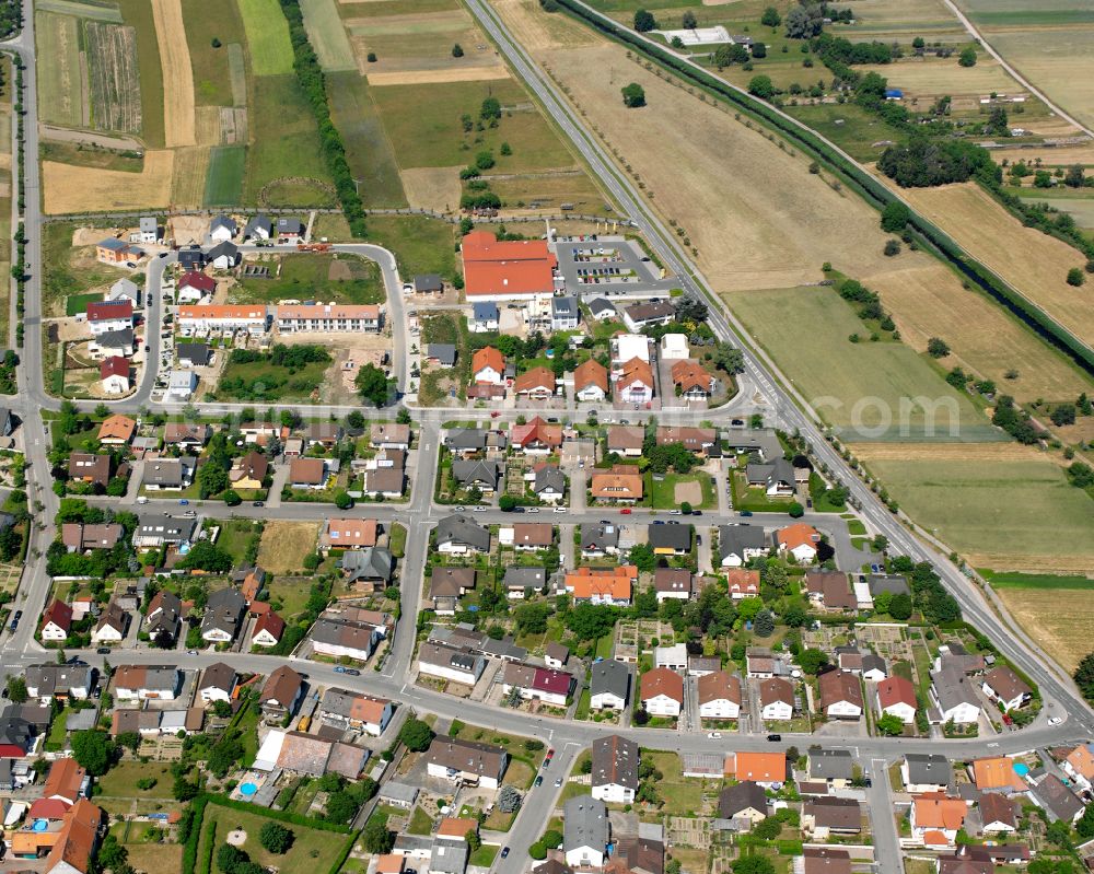 Aerial image Spöck - Residential area of the multi-family house settlement in Spöck in the state Baden-Wuerttemberg, Germany