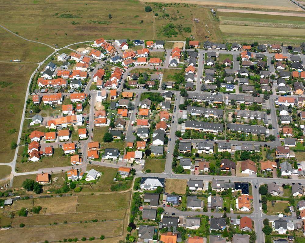 Aerial photograph Spöck - Residential area of the multi-family house settlement in Spöck in the state Baden-Wuerttemberg, Germany