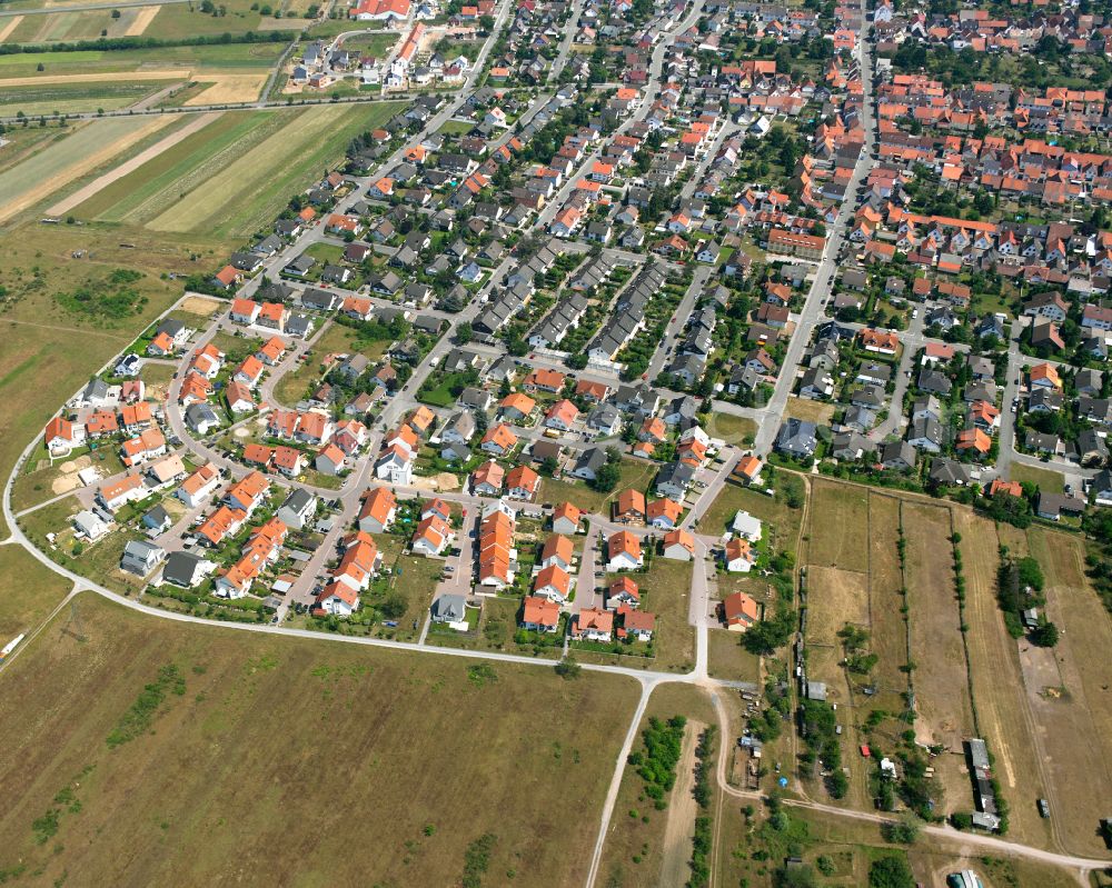 Spöck from above - Residential area of the multi-family house settlement in Spöck in the state Baden-Wuerttemberg, Germany