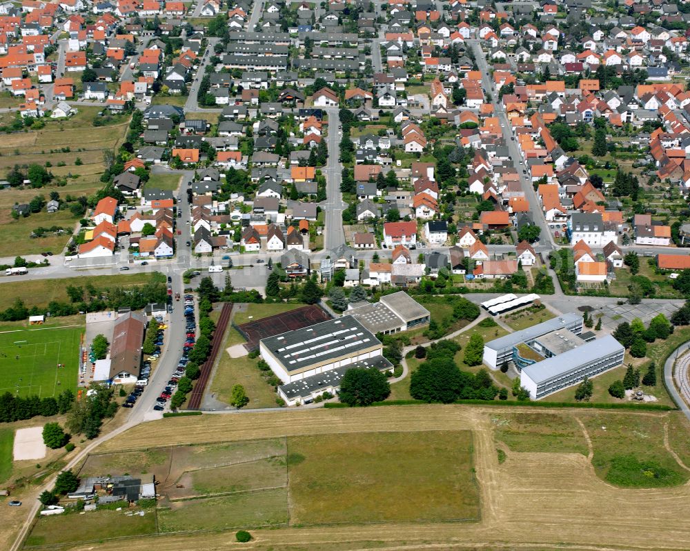 Spöck from the bird's eye view: Residential area of the multi-family house settlement in Spöck in the state Baden-Wuerttemberg, Germany