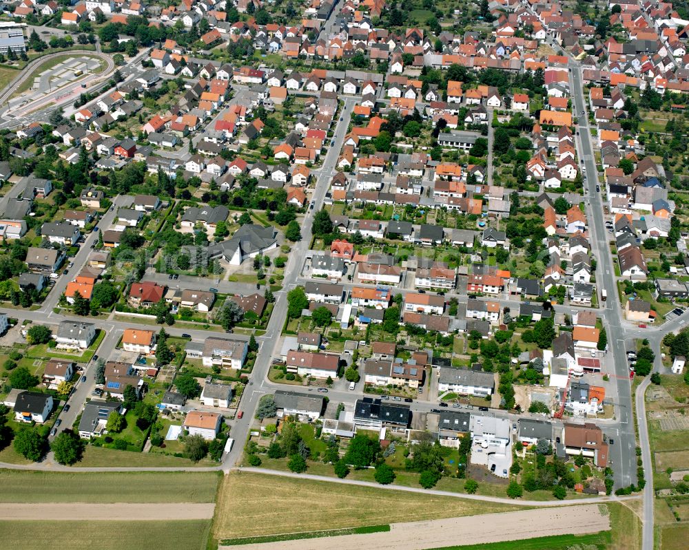 Aerial image Spöck - Residential area of the multi-family house settlement in Spöck in the state Baden-Wuerttemberg, Germany