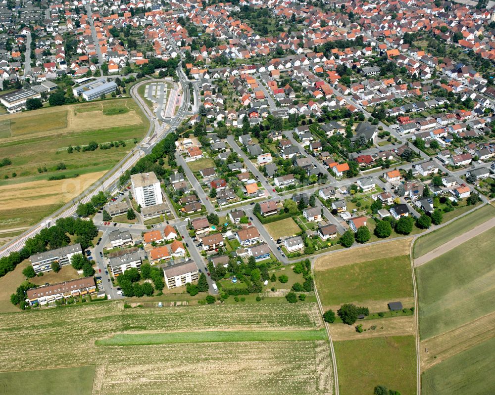 Aerial photograph Spöck - Residential area of the multi-family house settlement in Spöck in the state Baden-Wuerttemberg, Germany