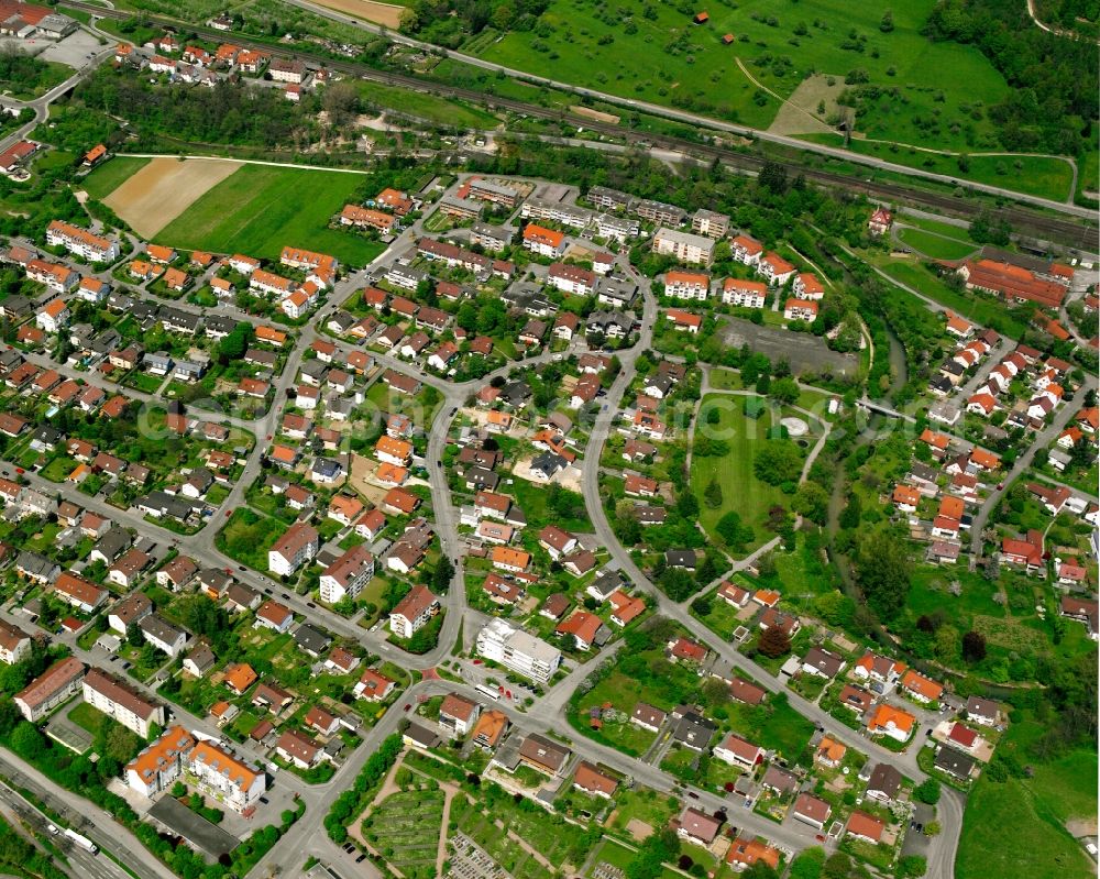 Süßen from the bird's eye view: Residential area of the multi-family house settlement in Süßen in the state Baden-Wuerttemberg, Germany