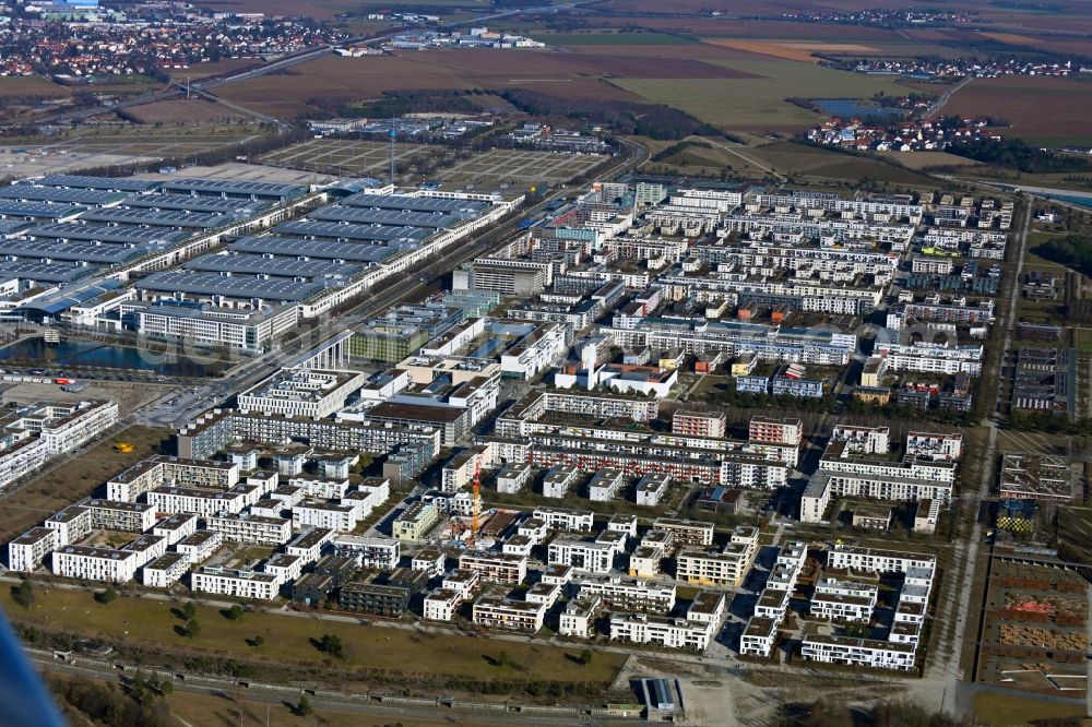 Aerial photograph München - Residential area of a??a??an apartment building on Elisabeth-Dane-Strasse - Georg-Kerchensteiner-Strasse in the district of Trudering-Riem in Munich in the state Bavaria, Germany