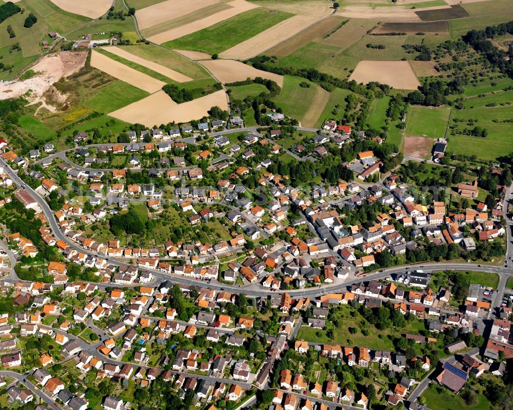 Steinbach from above - Residential area of the multi-family house settlement in Steinbach in the state Hesse, Germany