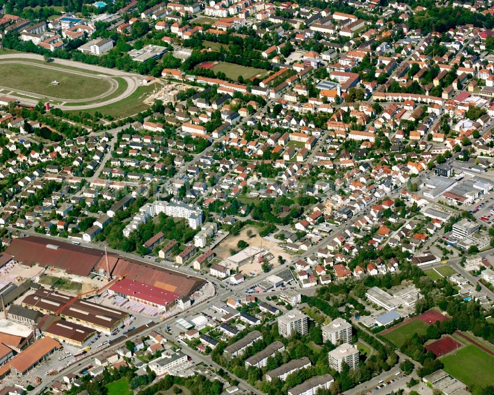 Straubing from above - Residential area of the multi-family house settlement in Straubing in the state Bavaria, Germany