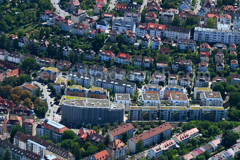 Stuttgart from above - Residential area of the multi-family house settlement in the district Kraeherwald in Stuttgart in the state Baden-Wuerttemberg, Germany