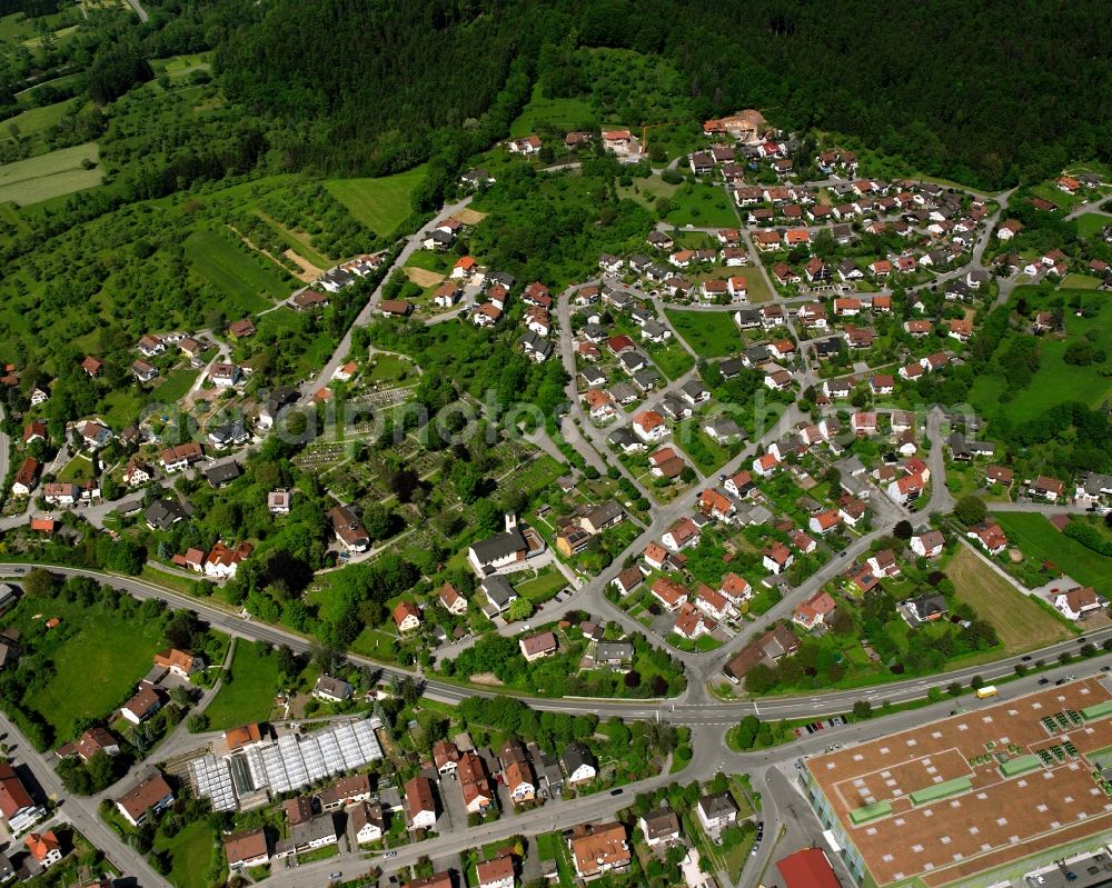 Sulzbach an der Murr from the bird's eye view: Residential area of the multi-family house settlement in Sulzbach an der Murr in the state Baden-Wuerttemberg, Germany