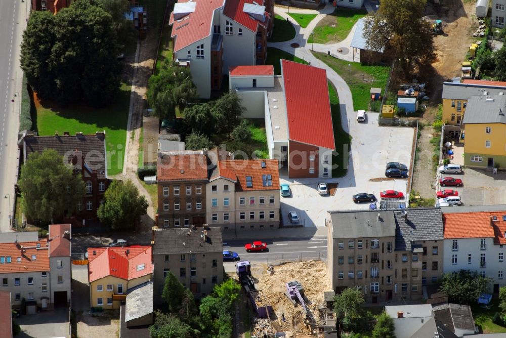 Bernau from above - Residential area of a multi-family house settlement Ulitzkastrasse - Boernicker Strasse in Bernau in the state Brandenburg