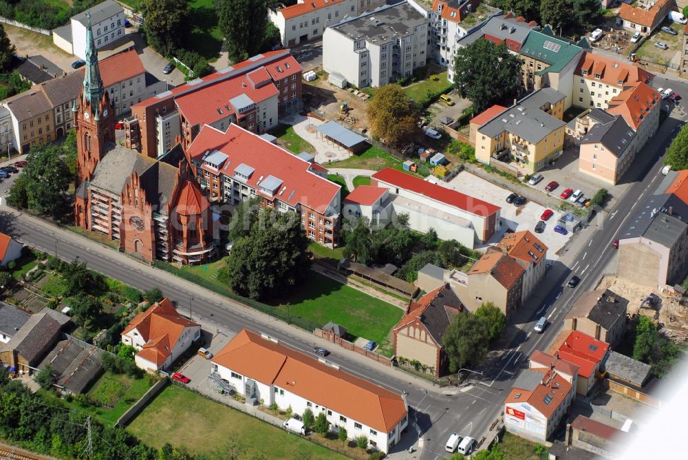 Bernau from above - Residential area of a multi-family house settlement Ulitzkastrasse - Boernicker Strasse in Bernau in the state Brandenburg