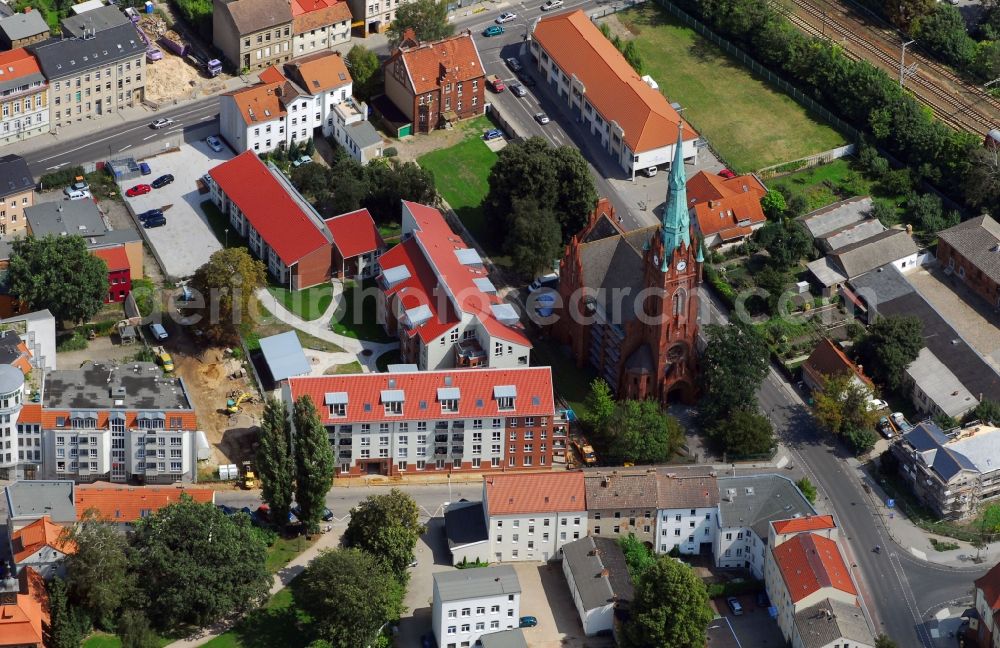 Bernau from the bird's eye view: Residential area of a multi-family house settlement Ulitzkastrasse - Boernicker Strasse in Bernau in the state Brandenburg