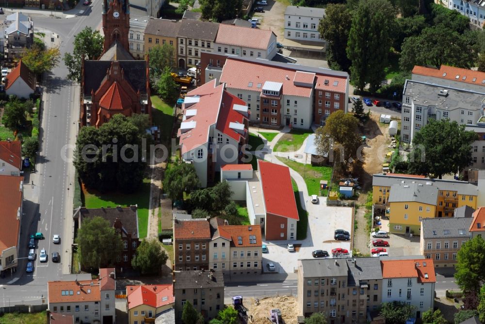 Bernau from the bird's eye view: Residential area of a multi-family house settlement Ulitzkastrasse - Boernicker Strasse in Bernau in the state Brandenburg