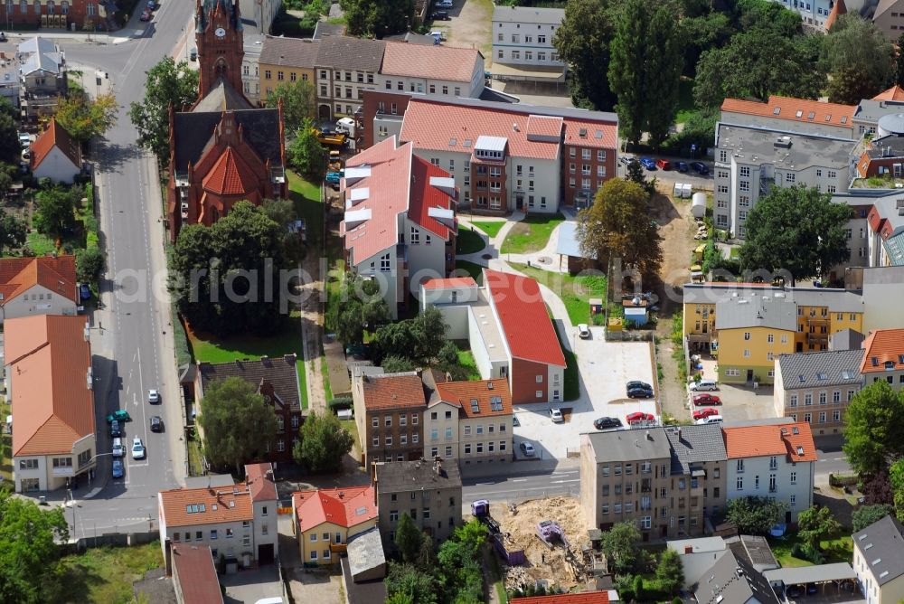 Aerial image Bernau - Residential area of a multi-family house settlement Ulitzkastrasse - Boernicker Strasse in Bernau in the state Brandenburg