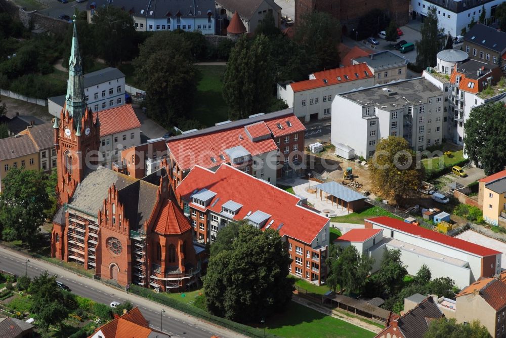 Aerial image Bernau - Residential area of a multi-family house settlement Ulitzkastrasse - Boernicker Strasse in Bernau in the state Brandenburg