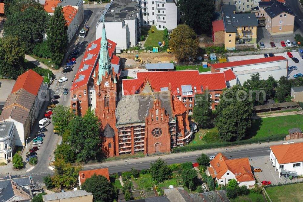 Bernau from above - Residential area of a multi-family house settlement Ulitzkastrasse - Boernicker Strasse in Bernau in the state Brandenburg