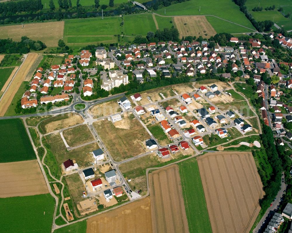 Untereisesheim from above - Residential area of the multi-family house settlement in Untereisesheim in the state Baden-Wuerttemberg, Germany