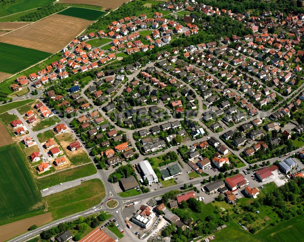 Aerial image Unterweissach - Residential area of the multi-family house settlement in Unterweissach in the state Baden-Wuerttemberg, Germany