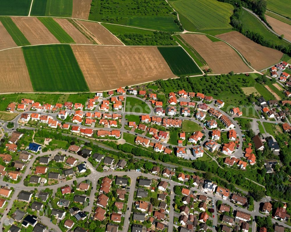 Aerial photograph Unterweissach - Residential area of the multi-family house settlement in Unterweissach in the state Baden-Wuerttemberg, Germany