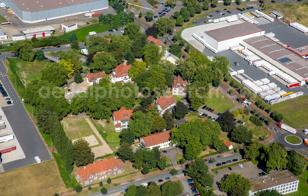 Aerial photograph Duisburg - Residential area of the multi-family house settlement mansions colony Bliersheim in Duisburg in the state North Rhine-Westphalia