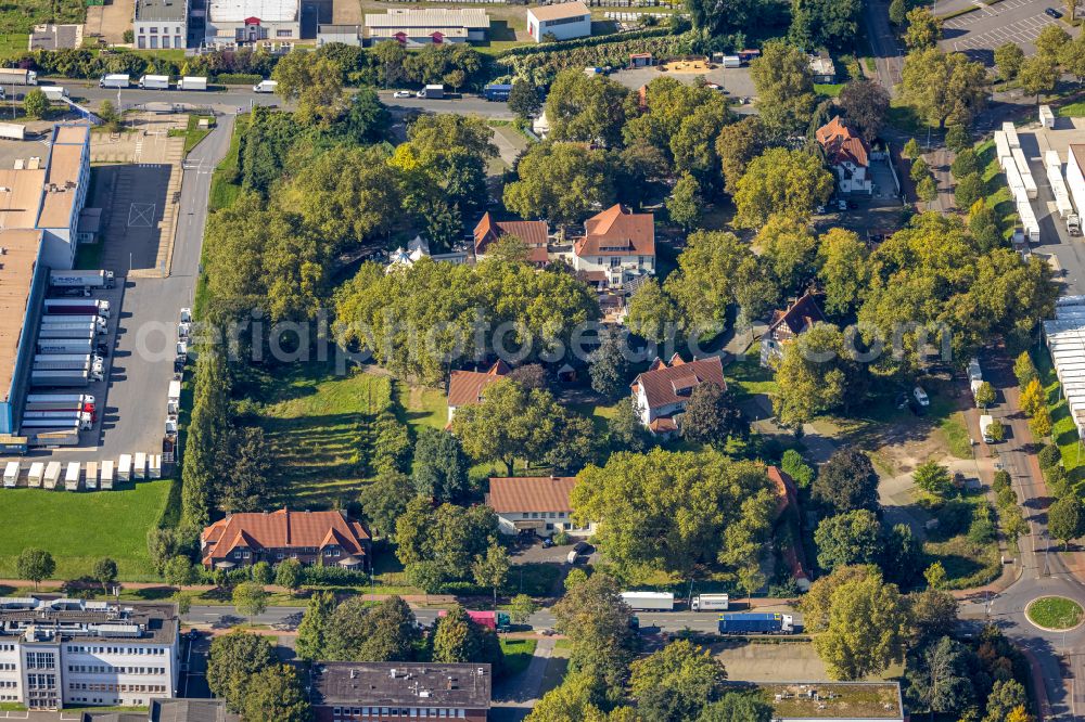 Duisburg from above - Residential area of the multi-family house settlement mansions colony Bliersheim in Duisburg in the state North Rhine-Westphalia