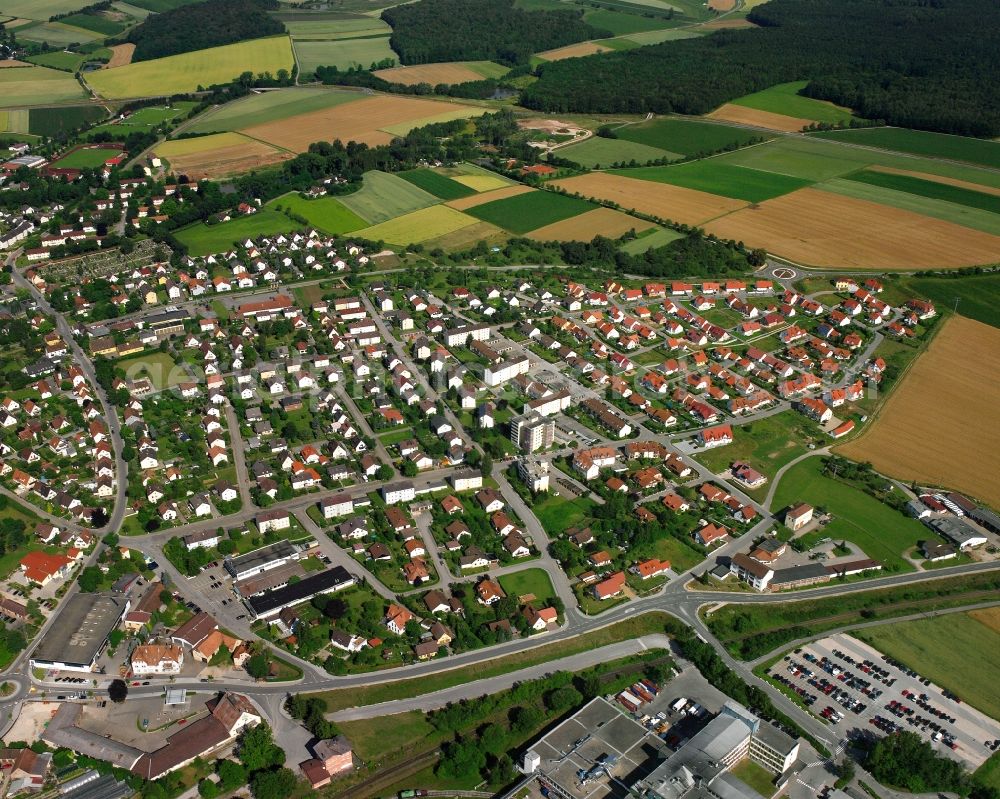 Aerial image Wassertrüdingen - Residential area of the multi-family house settlement in Wassertrüdingen in the state Bavaria, Germany