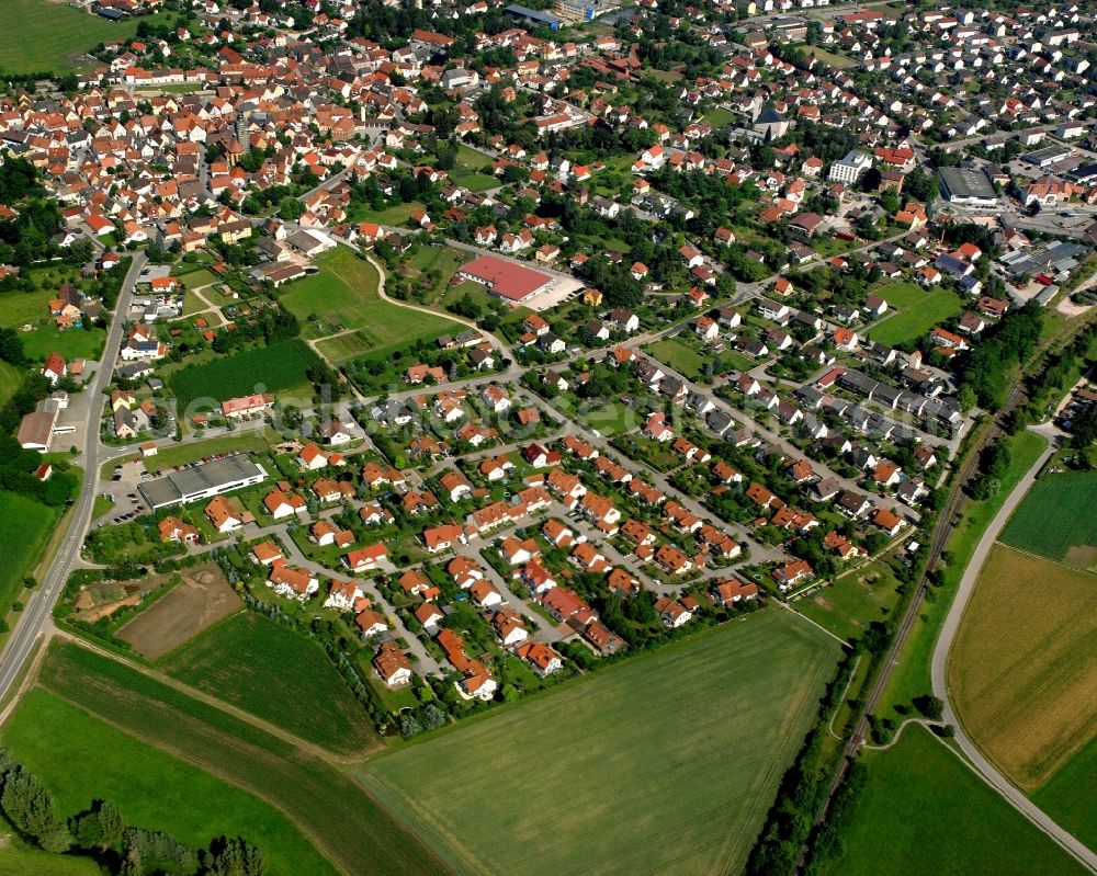 Aerial photograph Wassertrüdingen - Residential area of the multi-family house settlement in Wassertrüdingen in the state Bavaria, Germany