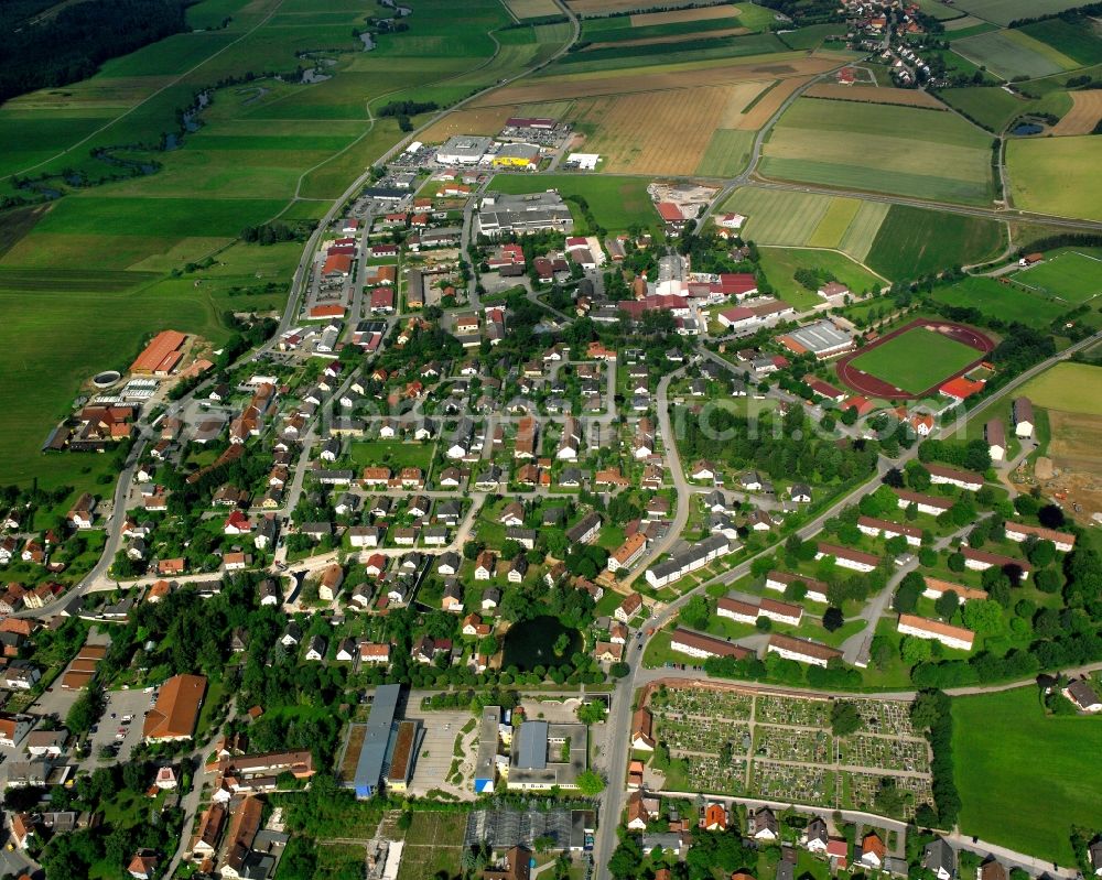 Wassertrüdingen from above - Residential area of the multi-family house settlement in Wassertrüdingen in the state Bavaria, Germany