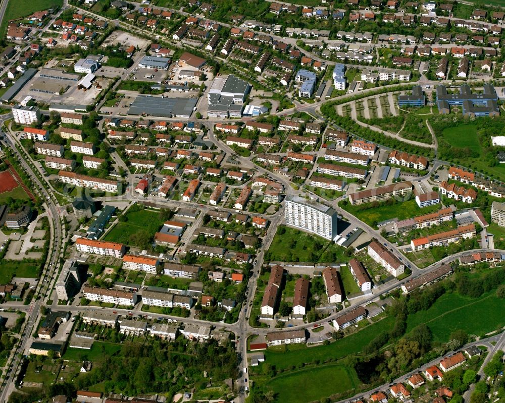 Weinberg from above - Residential area of the multi-family house settlement in Weinberg in the state Bavaria, Germany