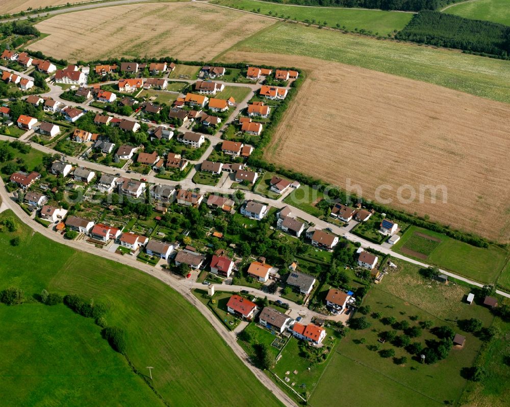 Weinberg from above - Residential area of the multi-family house settlement in Weinberg in the state Bavaria, Germany