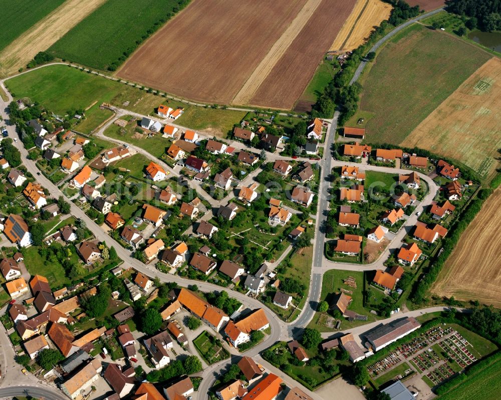 Weinberg from the bird's eye view: Residential area of the multi-family house settlement in Weinberg in the state Bavaria, Germany